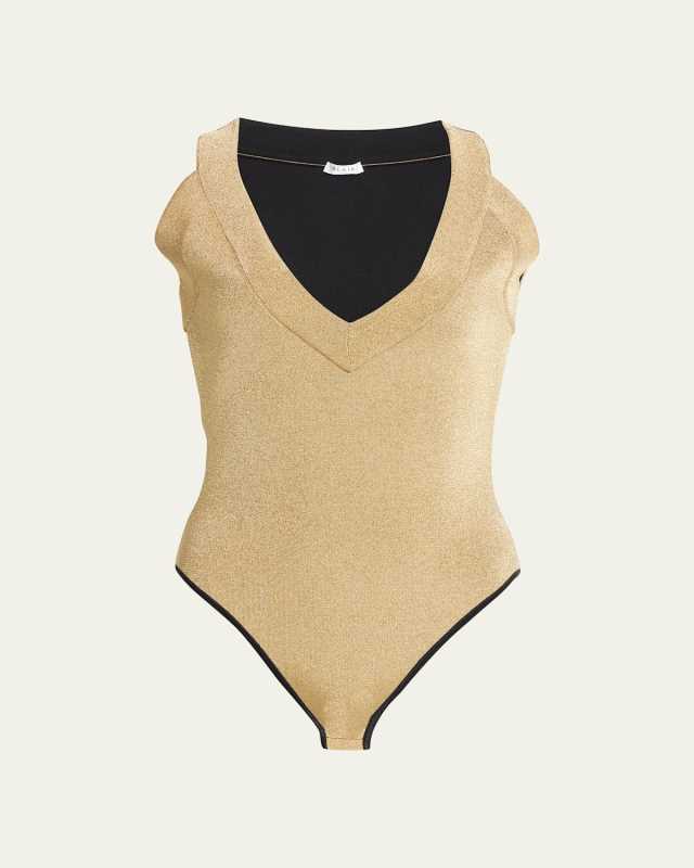 Metallic V-Neck Bodysuit